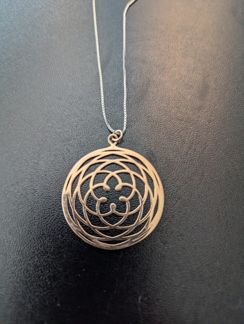 Flower Of Life And Sterling Silver Box Chain